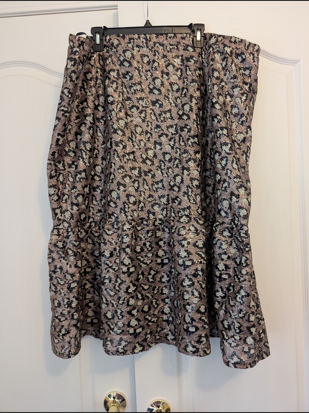 SLNY Gold and Black Leopard Print A-Line Skirt